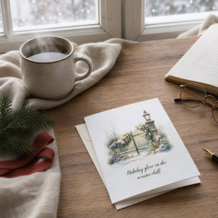 Cartão De Festividades Poem Nordic Winter Green Red Snow Wreath