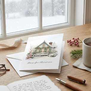 Cartão De Festividades Poem Winter Scene Snowflakes Greenery Natal