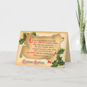 Cartão De Festividades Poema de natais vintages