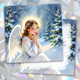 Cartão De Festividades Poema de Natal Personalizado de Anjo