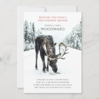 Poema de Paz com Alce em Cena de Neve de Inverno