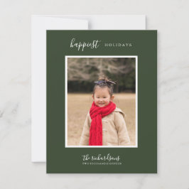 Cartão De Festividades Poinsétia Floral de Férias Simples Verde