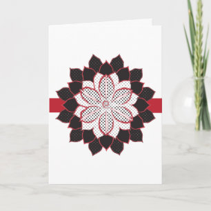 Cartão De Festividades Poinsettia abstrata preta, branca, vermelha com bo