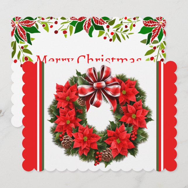 Cartão De Festividades Poinsettia Adicionar Assinatura & Saudação (Frente/Verso)