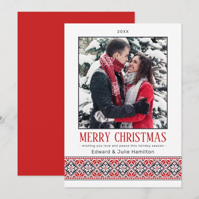 Cartão De Festividades Poinsettia de Arte Folclórica Moderna | Foto (Frente/Verso)