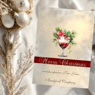 Cartão De Festividades Poinsettia de Cocktail Dourado Natal Corporativo