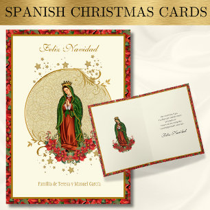 Cartão De Festividades Poinsettia de Natal Guadalupe Espanhola