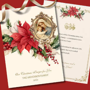 Cartão De Festividades Poinsettia de Natal Religiosa Mãe Maria Jesus