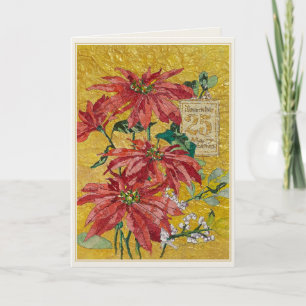 Cartão De Festividades Poinsettia Dourada Natal de Arte Fina de 25 de D