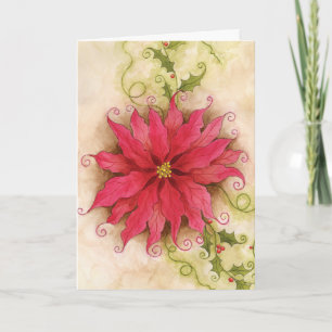 Cartão De Festividades Poinsettia e Holly Card