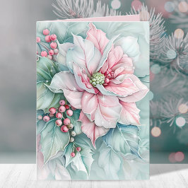 Cartão De Festividades Poinsettia Floral de Natal Elegante