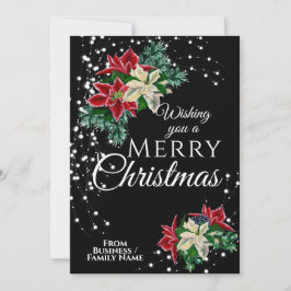Cartão De Festividades Poinsettia Floral de Natal para Empresas Elegante