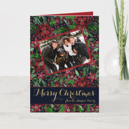 Cartão De Festividades Poinsettia Floral Watercolor Foto Natal