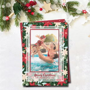 Cartão De Festividades Poinsettia Foto de Natal Floral