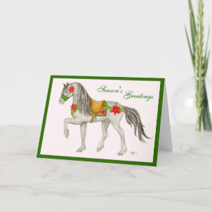 Cartão De Festividades Poinsettia Horse card