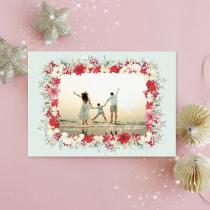 Cartão De Festividades poinsettia natalina moldura de foto botânica de in