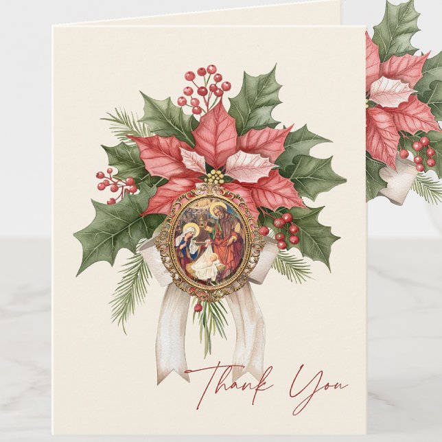 Cartão De Festividades Poinsettia Natividade de Jesus Escritura Religiosa (Criador carregado)