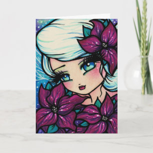 Cartão De Festividades Poinsettia Pixie Winter Fairy Christmas Art Card