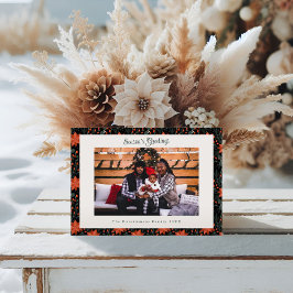 Cartão De Festividades Poinsettia Preta Moderna Uma Foto Natal