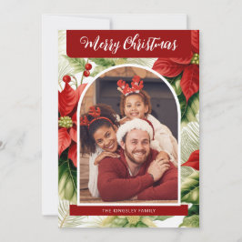 Cartão De Festividades Poinsettia Vermelha Natal Personalizado 1-Foto