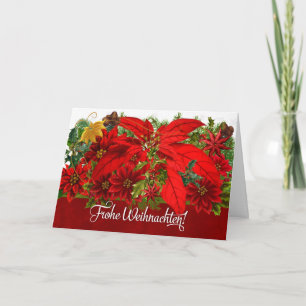 Cartão De Festividades Poinsettias de Natal Alemão Frohe Weihnachten!