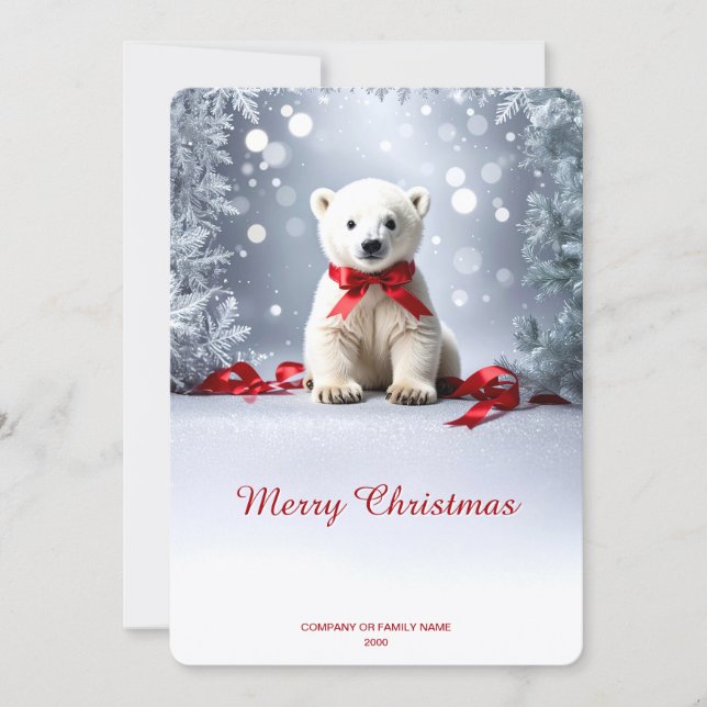 Cartão De Festividades Polar Bear Christmas Holiday Card (Frente)