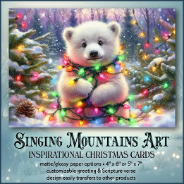 Cartão De Festividades Polar Bear Luzes Festivas Natal Cristão