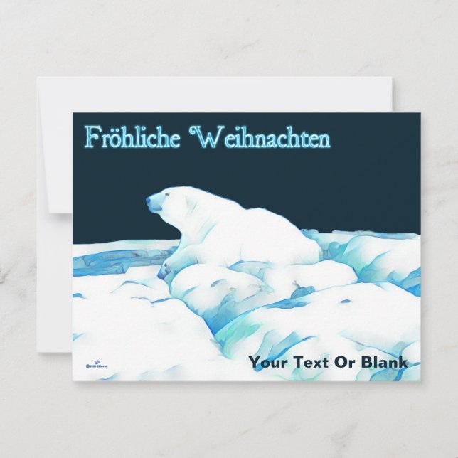 Cartão De Festividades Polar Bear No Gelo - Fröhliche Weihnachten (Frente)