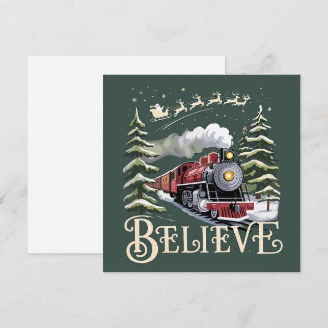 Cartão De Festividades Polar Express Natal Gift Acredita no Natal (Frente/Verso)