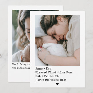 Cartão De Festividades Polaroid Estilo 2 Fotos Primeiro Dia das Mães