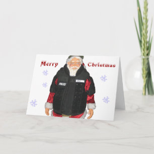 Cartão De Festividades Police Santa Christmas Card