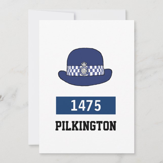 Cartão De Festividades Polícia do Reino Unido (WPC Hat) - Adicionar Númer (Frente)