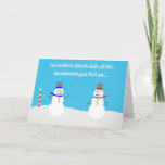 Cartão De Festividades política do boneco de neve<br><div class="desc">Este cartão de Natal engraçado caracteriza dois o boneco de neve no Pólo Norte,  um com um lenço vermelho e e o um lenço azul,  reagindo à eleição presidencial. "Nenhuma matéria que o lado do snowbank você cai… em nós lhe deseja o Feliz Natal</div>