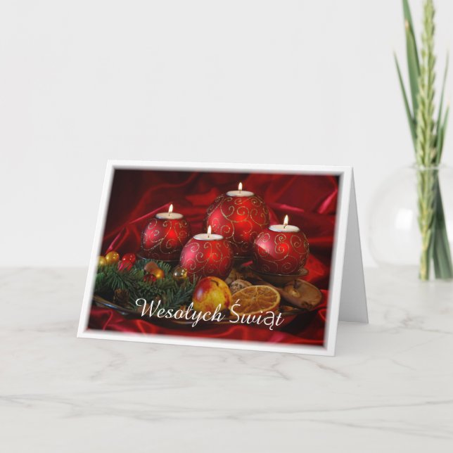 Cartão De Festividades Polonês/Polski - Feliz Natal/Wesołych Świąt (Frente)