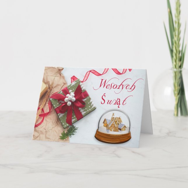 Cartão De Festividades Polonês/Polski - Feliz Natal/Wesołych Świąt (Frente)