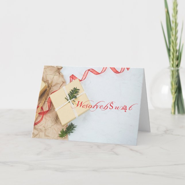 Cartão De Festividades Polonês/Polski - Feliz Natal/Wesołych Świąt (Frente)