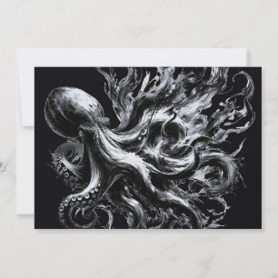 Cartão De Festividades Polvo Kraken Fluido Tinta Abstrata