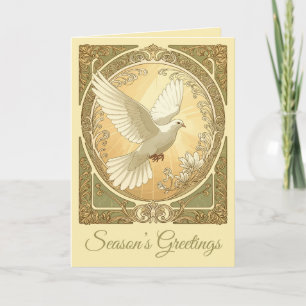 Cartão De Festividades Pomba da Véspera de Natal Estética Art Nouveau