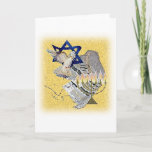 Cartão De Festividades Pomba Tallit Menorah com fundo<br><div class="desc">Este design bonito incorpora o Magan David,  pomba,  Tallit & Menorah - com fundo.</div>