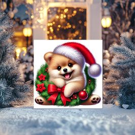 Cartão De Festividades Pomerânia em Grinalda de Natal