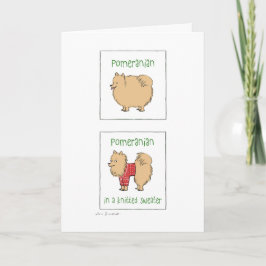 Cartão De Festividades Pomerânia em um suéter Knit | Feliz Natal