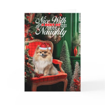 Pomeranian Christmas Dog Naughty or Nice