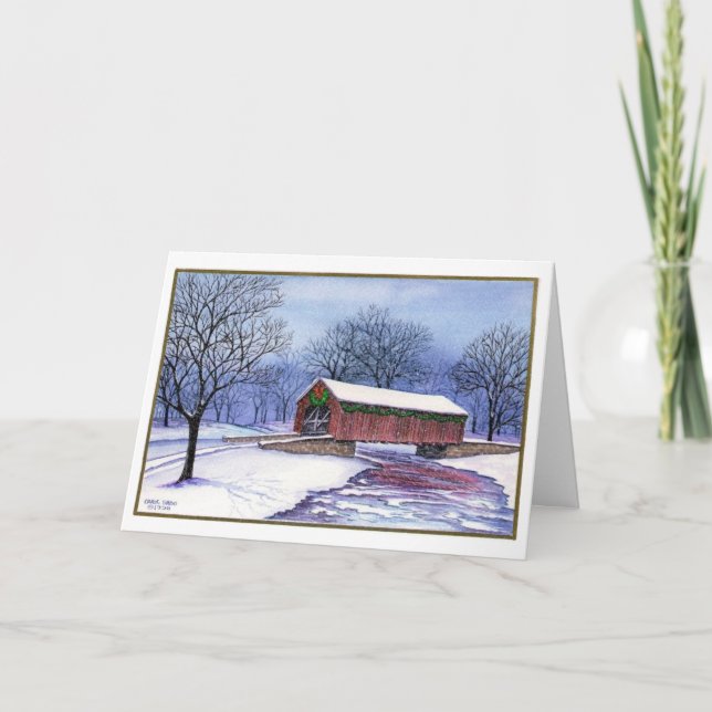 Cartão De Festividades Ponte coberta (Frente)