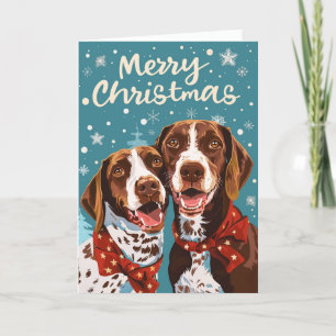 Cartão De Festividades Ponteiro Alemão Curto Personalizado Natal