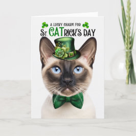 Cartão De Festividades Ponto de foca Siamese Lucky Charm Rua CATrick's Da