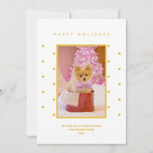 Cartão De Festividades Pontos Amarelos Dourados Minimalistas com Uma Foto