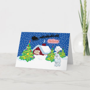 Cartão De Festividades Poodle Acredita No Natal Dos Papais noeis