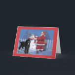 Cartão De Festividades Poodle Christmas Card Papais noeis e Snowman<br><div class="desc">Lembrar a família e os amigos durante o feriado é uma maneira maravilhosa de manter contato com as pessoas que você ama e se importa. Criei estes cartões de natal de cães com amor e cuidado e tenho a certeza de que qualquer pessoa que ame cães ficará encantada em recebê-los....</div>