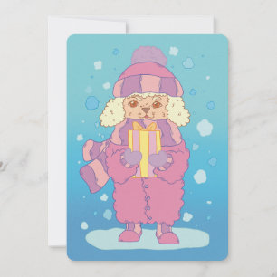 Cartão De Festividades Poodle de Natal