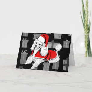Cartão De Festividades poodle do xmas santa claus